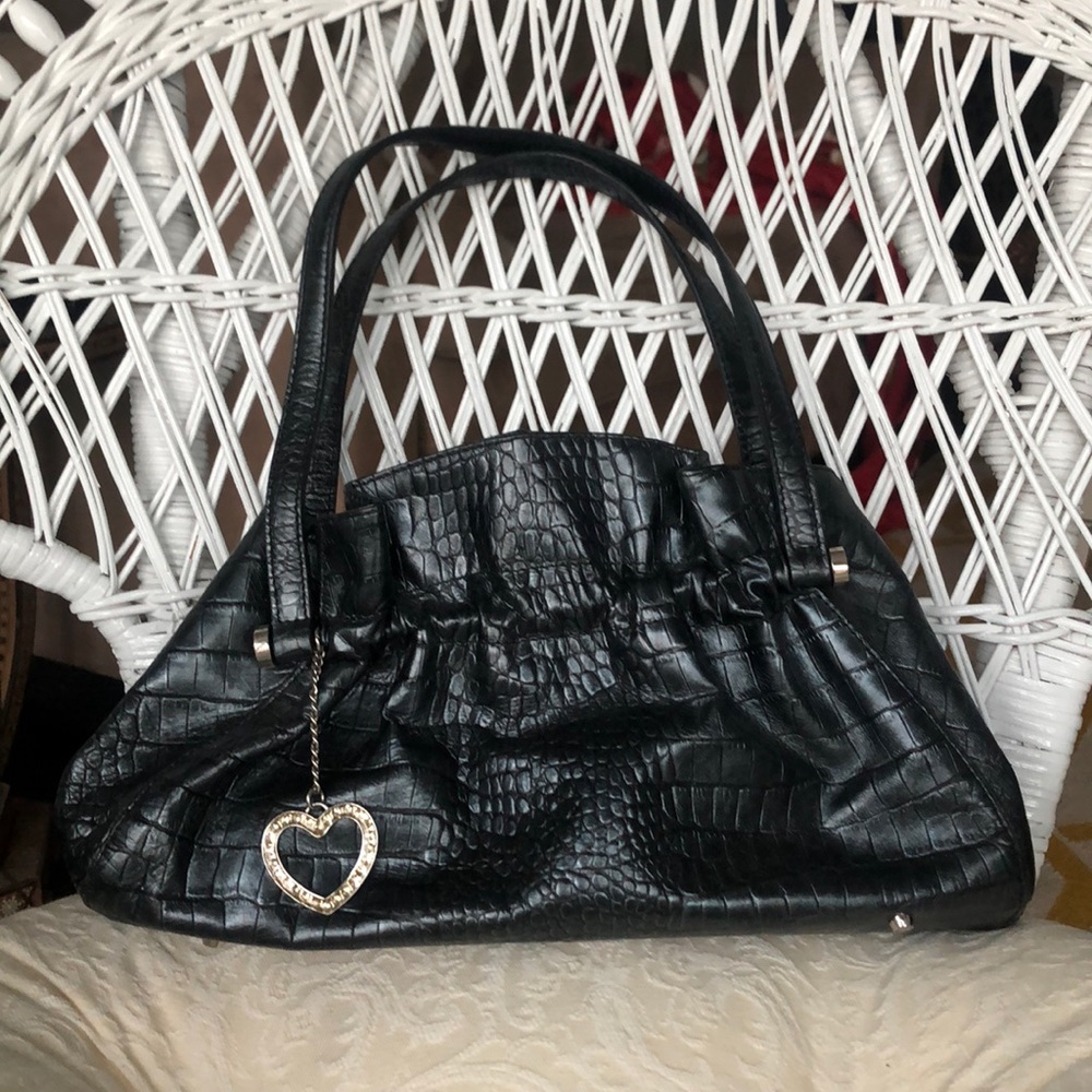 Lovcat Paris crocodile embossed black purse